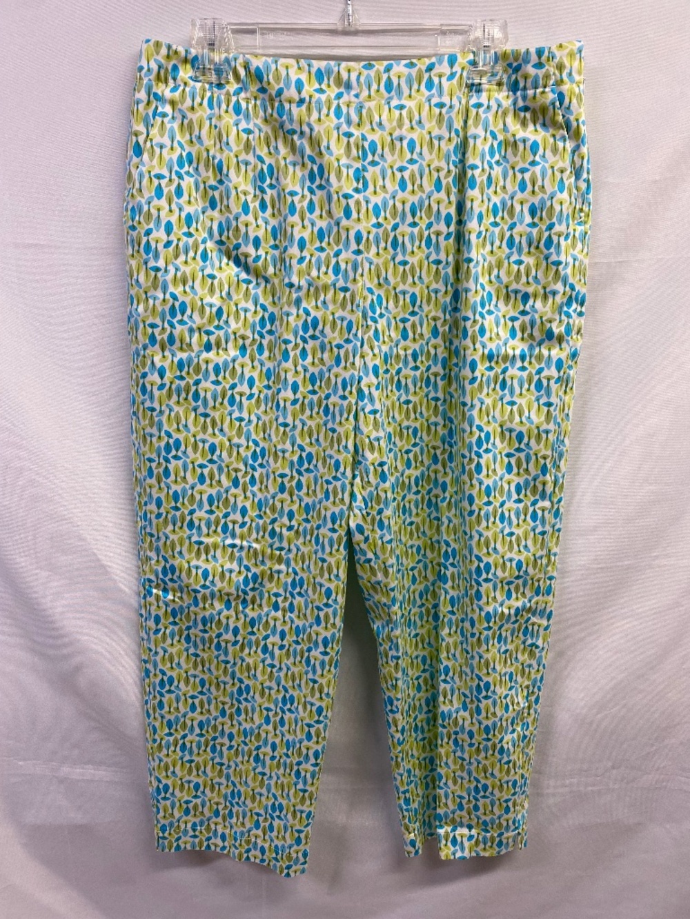 Talbots Women's Blue Green Leaf Cropped Pants Approx. Size 8